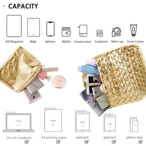 Chic Boston Satchel Woven Vegan Textured Handbags Female Satchel Messenger - Picture 4 of 7